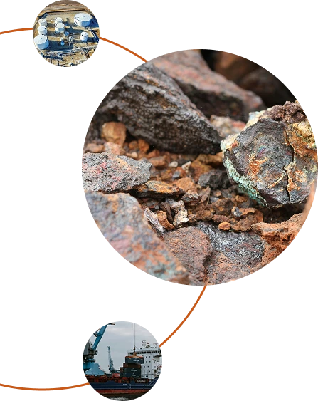 Mineral ore with greenish-blue patina